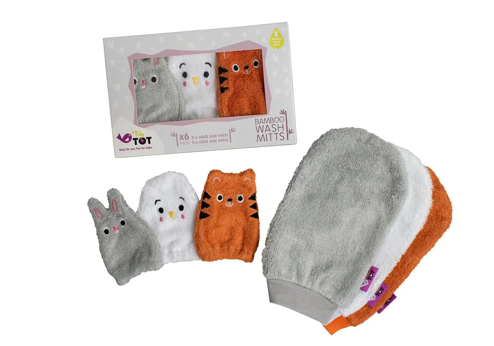 Lot de 6 gants en bambou Tidy Tot - Bébé et adulte - Lilinappy