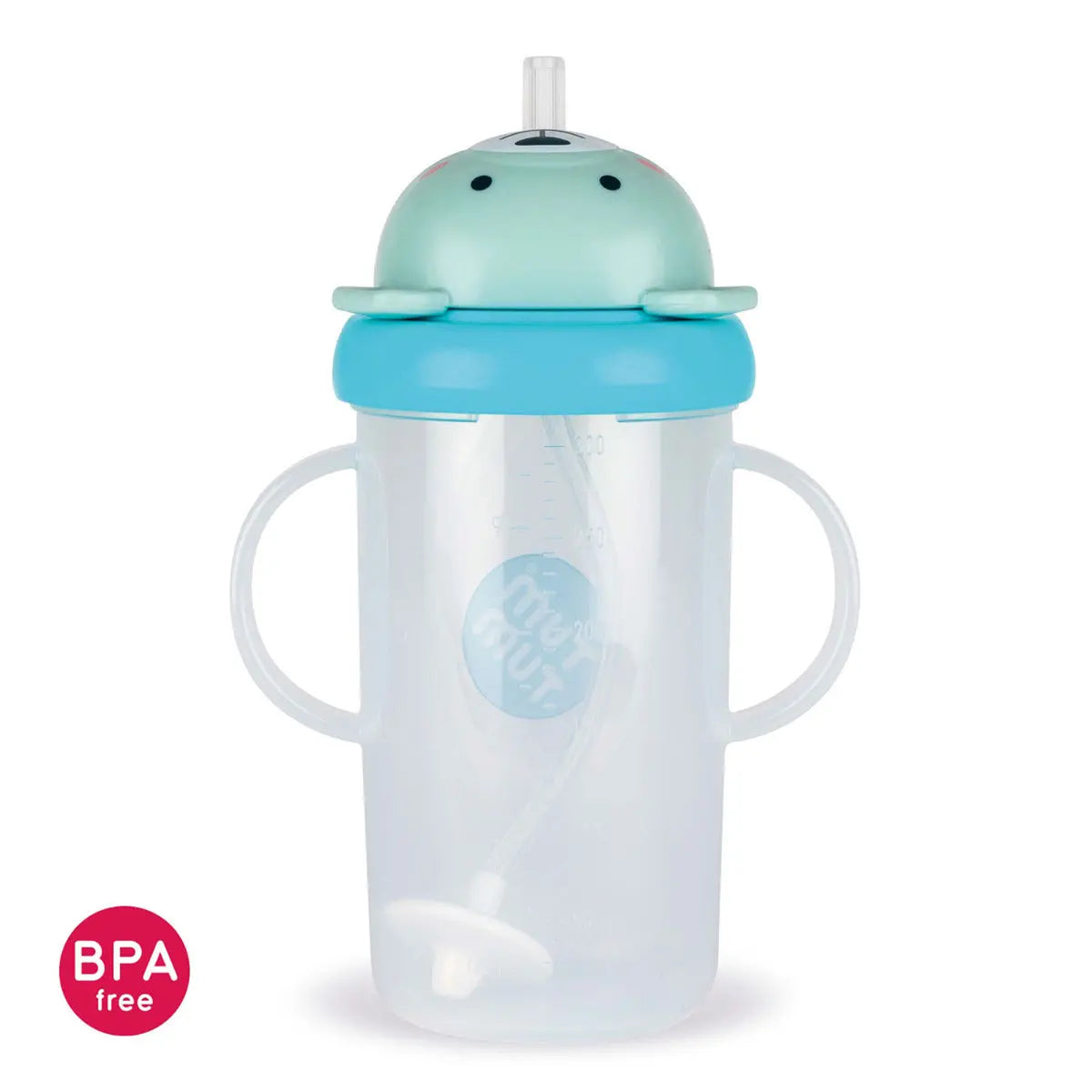 Grande tasse d’apprentissage avec paille Tum Tum Ourson bleu