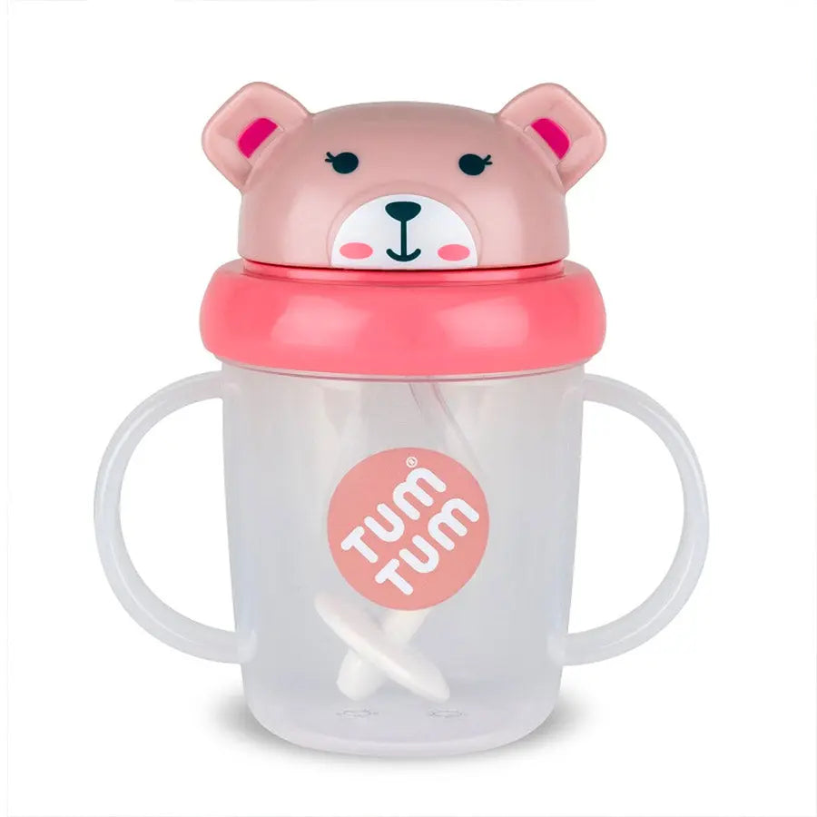 Tasse d’apprentissage avec paille Tum Tum Ourson rose