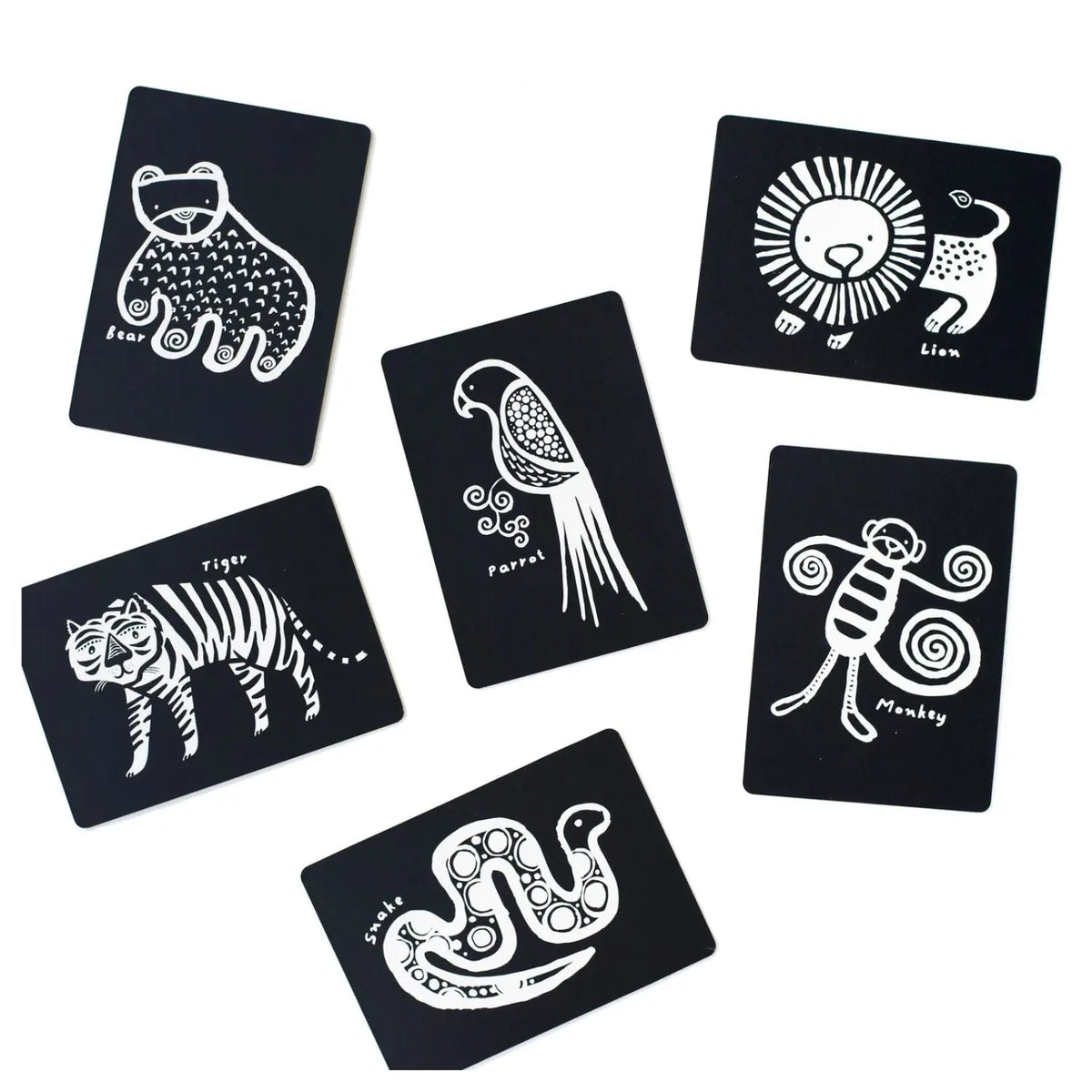 Cartes pour bébé en noir et blanc Wee Gallery - Animaux originaux