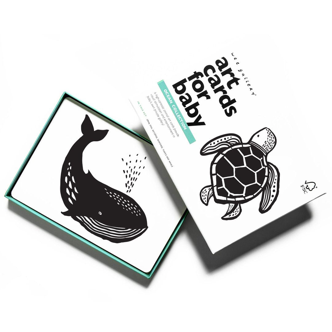 Cartes pour bébé en noir et blanc Wee Gallery - Océan - Lilinappy