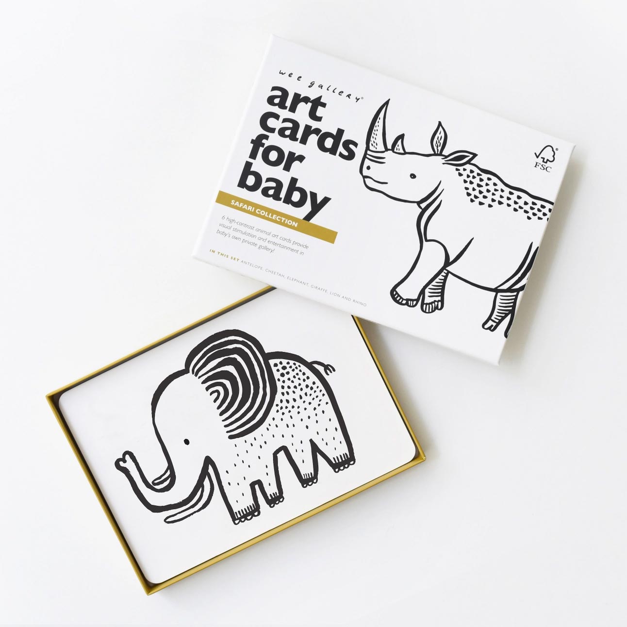 Cartes pour bébé en noir et blanc Wee Gallery - Safari - Lilinappy
