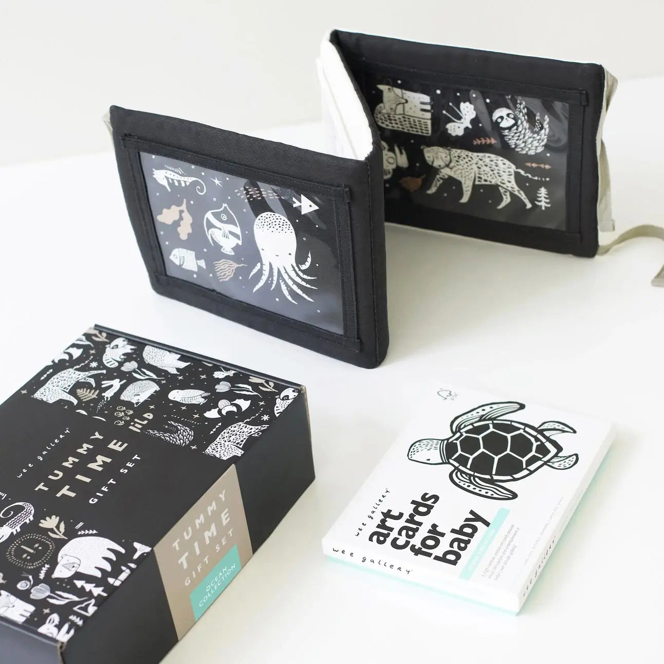 Coffret Cadeau support & cartes contrastées Wee Gallery - Océan