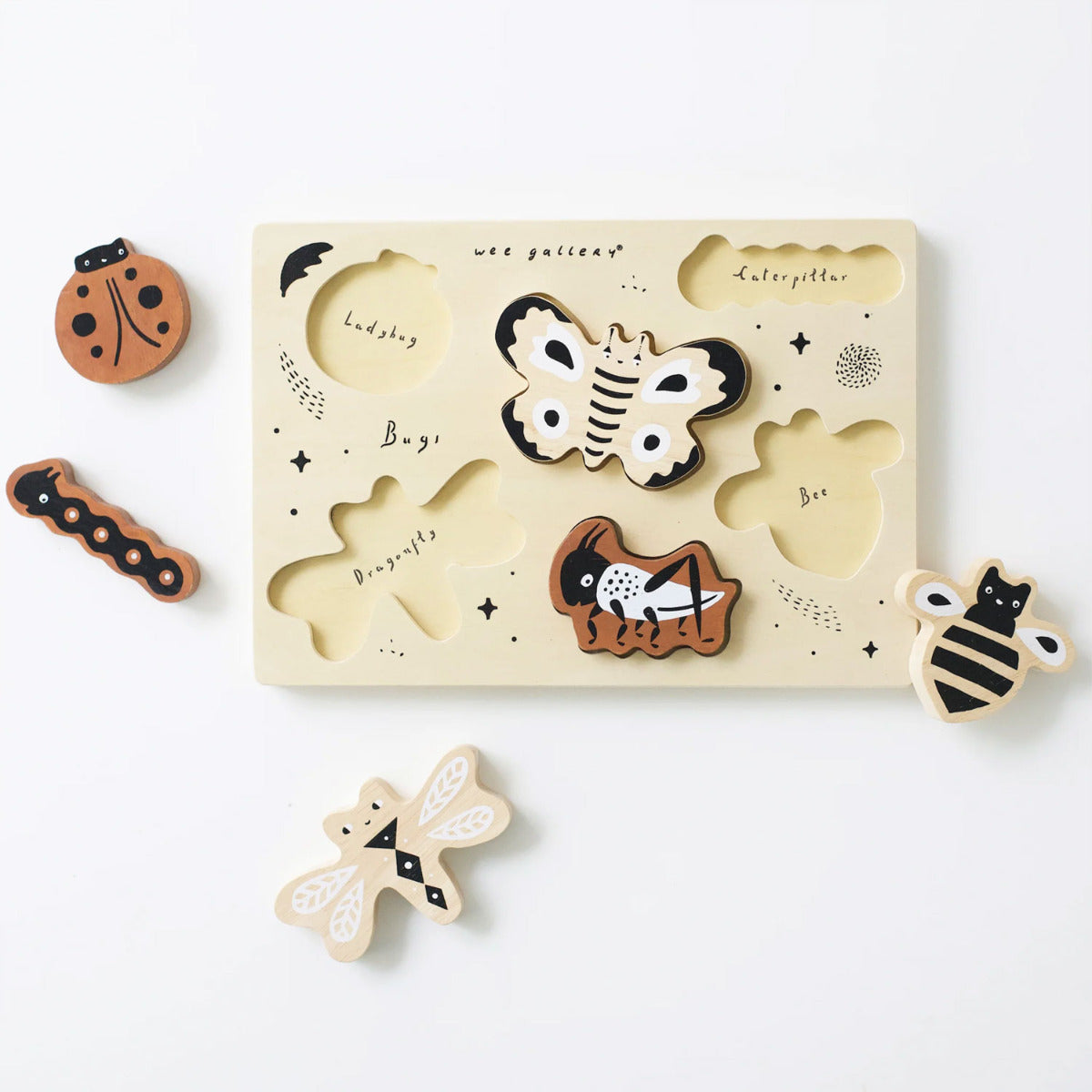 Puzzle en bois Wee Gallery – Insectes - Lilinappy