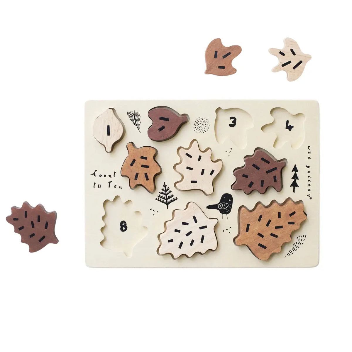 Puzzle en bois d'hévéa Wee Gallery – Feuilles