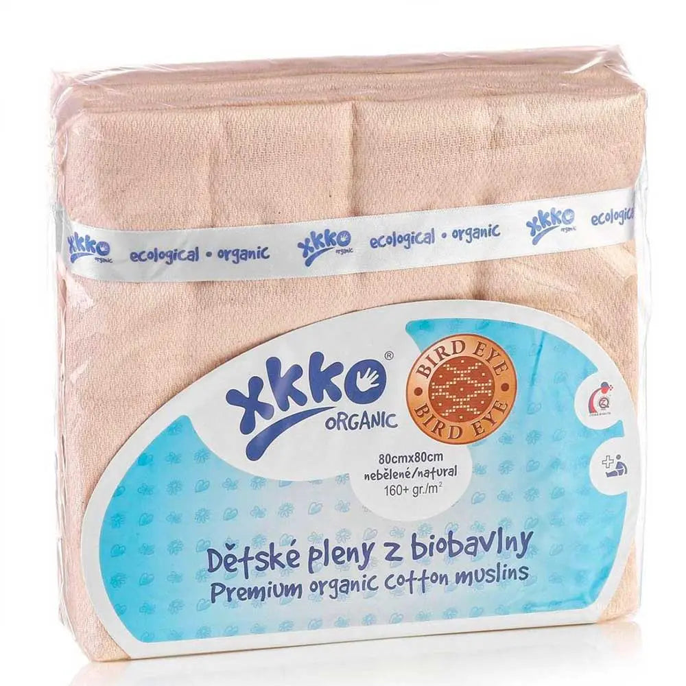 Lot de 5 langes en coton bio bird-eye - 80x80cm