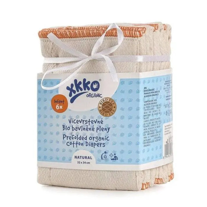 Lot de 6 langes préplié en Coton bio Xkko- Bird Eye Infant - Lilinappy