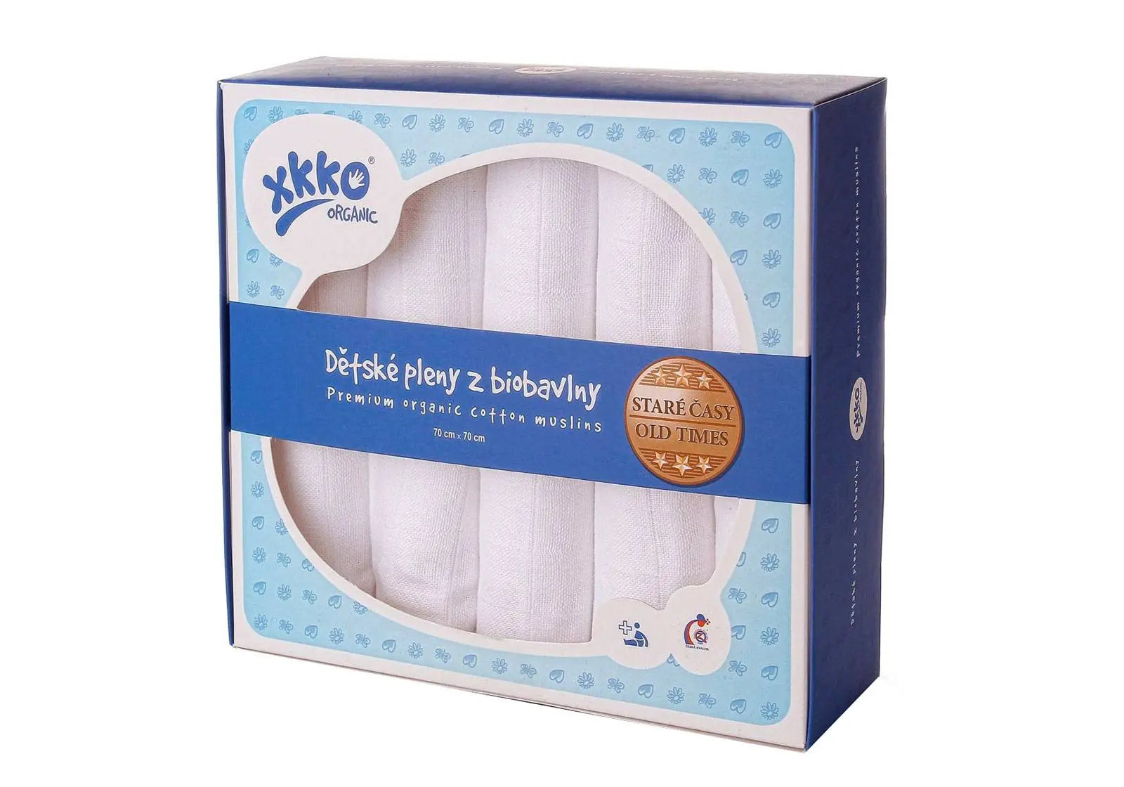 Lot de 5 langes en coton bio blanc XKKO - 70x70cm Xkko