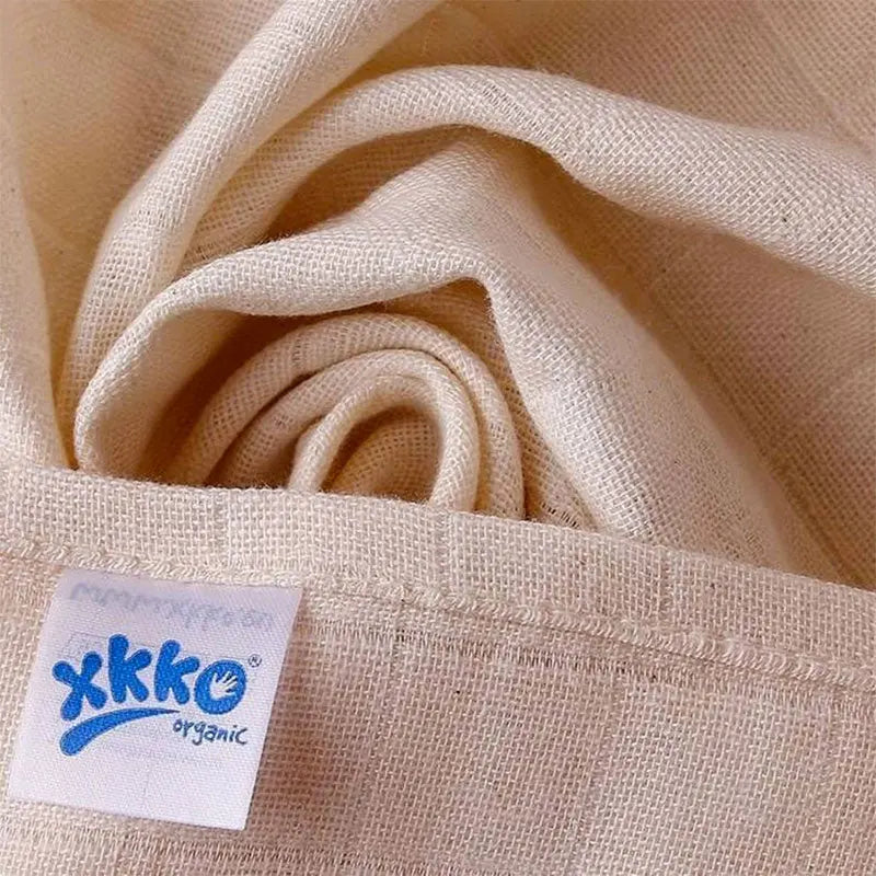 Lot de 5 langes en coton bio naturel XKKO - 80x80cm