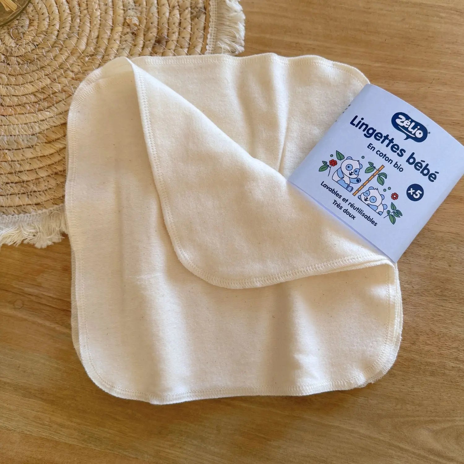 Grandes lingettes lavables bébé Zélio