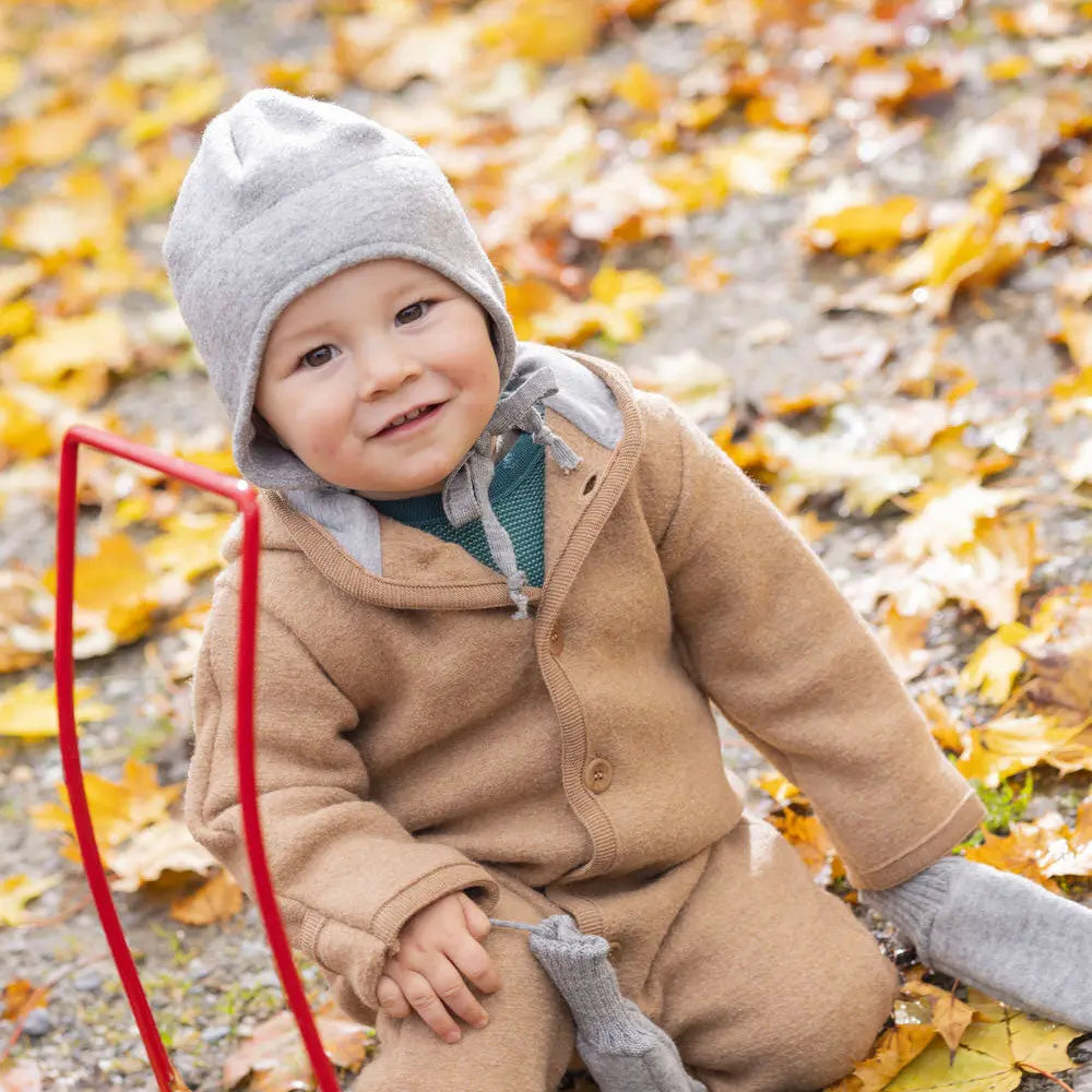 Bonnet pour bébé en laine bouillie Disana - Gris - Lilinappy