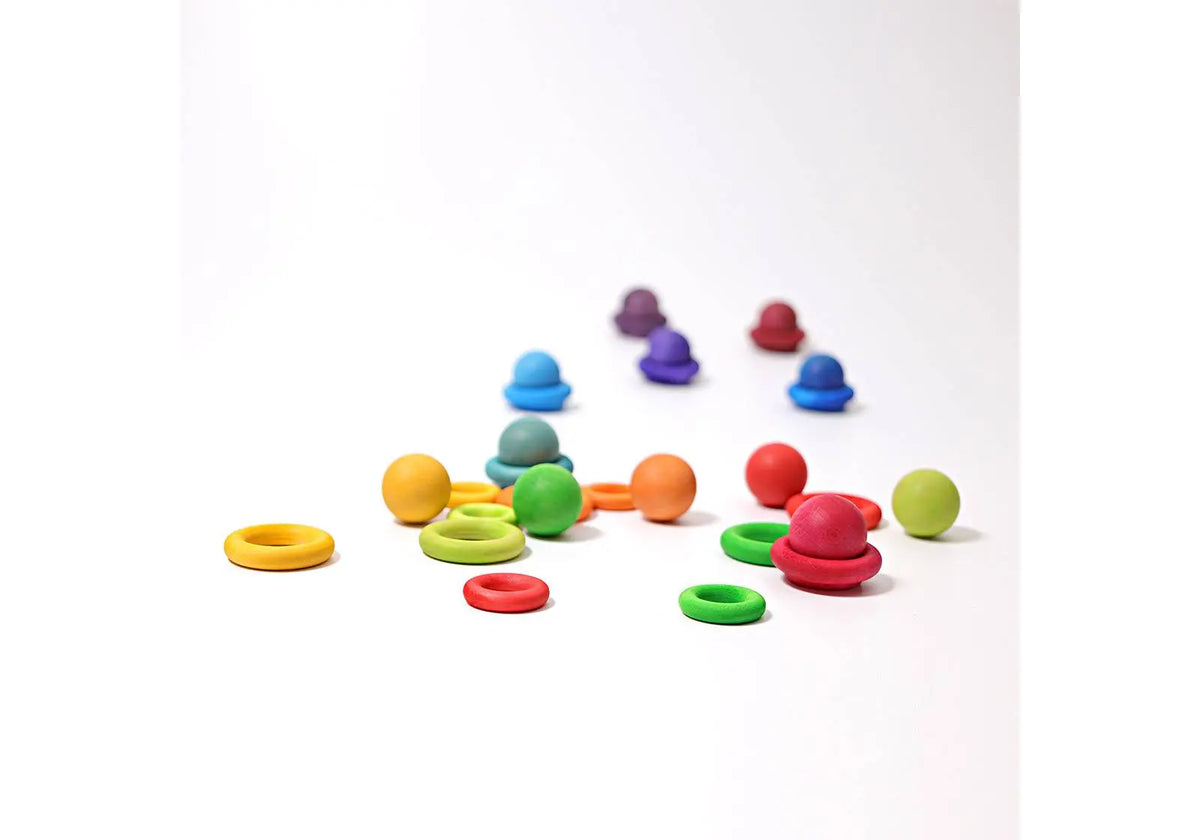 12 petites boules en bois Grimm's - Rainbow