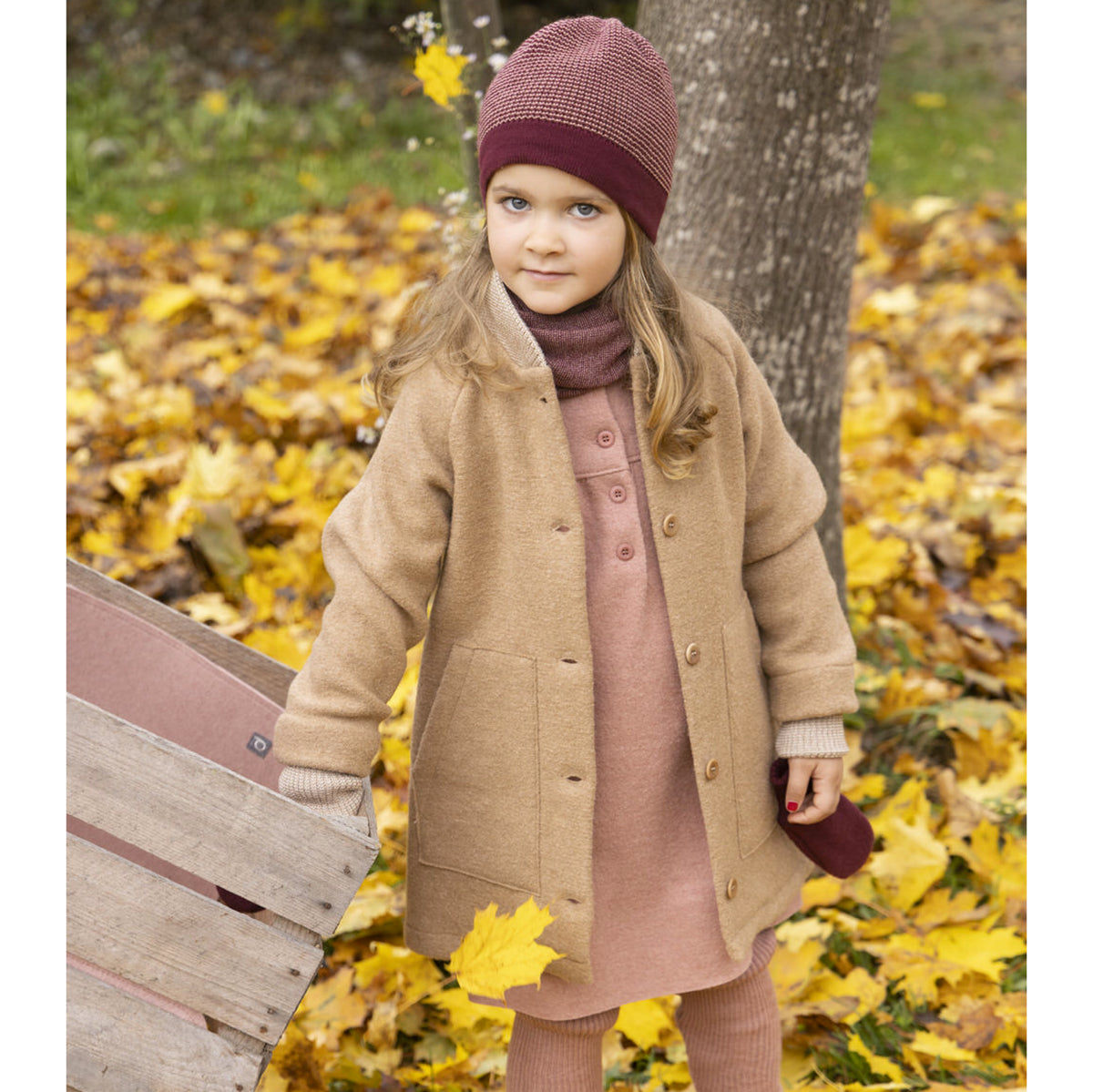 Manteau pour enfants en laine bouillie Disana Caramel