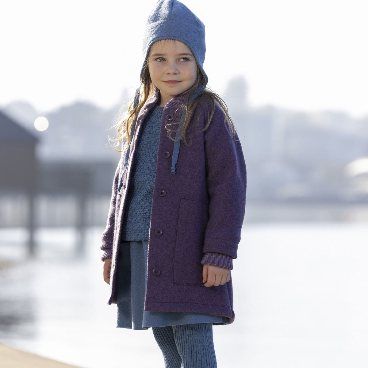 Manteau Disana Aubergine – Veste enfant laine bouillie