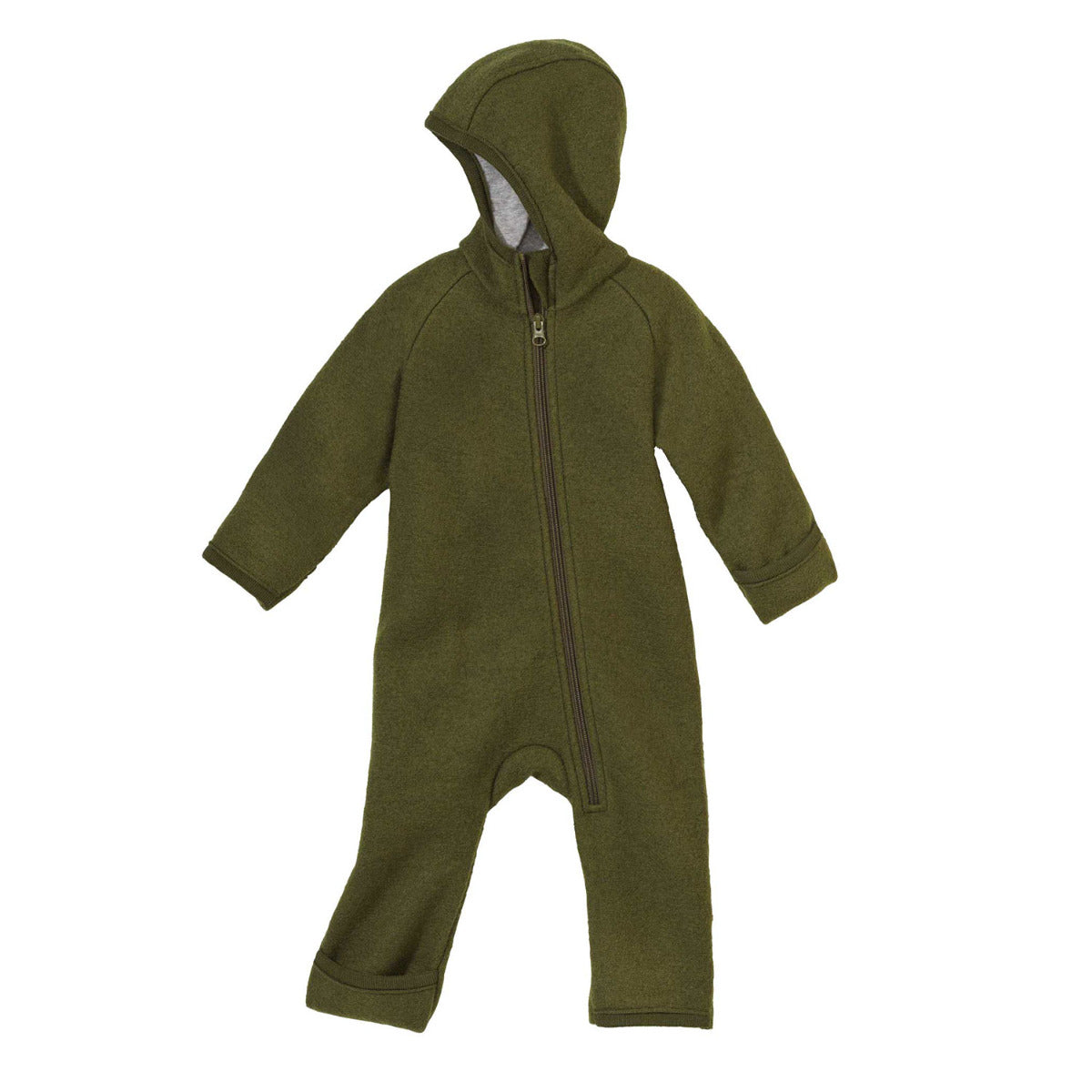 Combinaison bébé zippée en laine bouillie Disana - Olive
