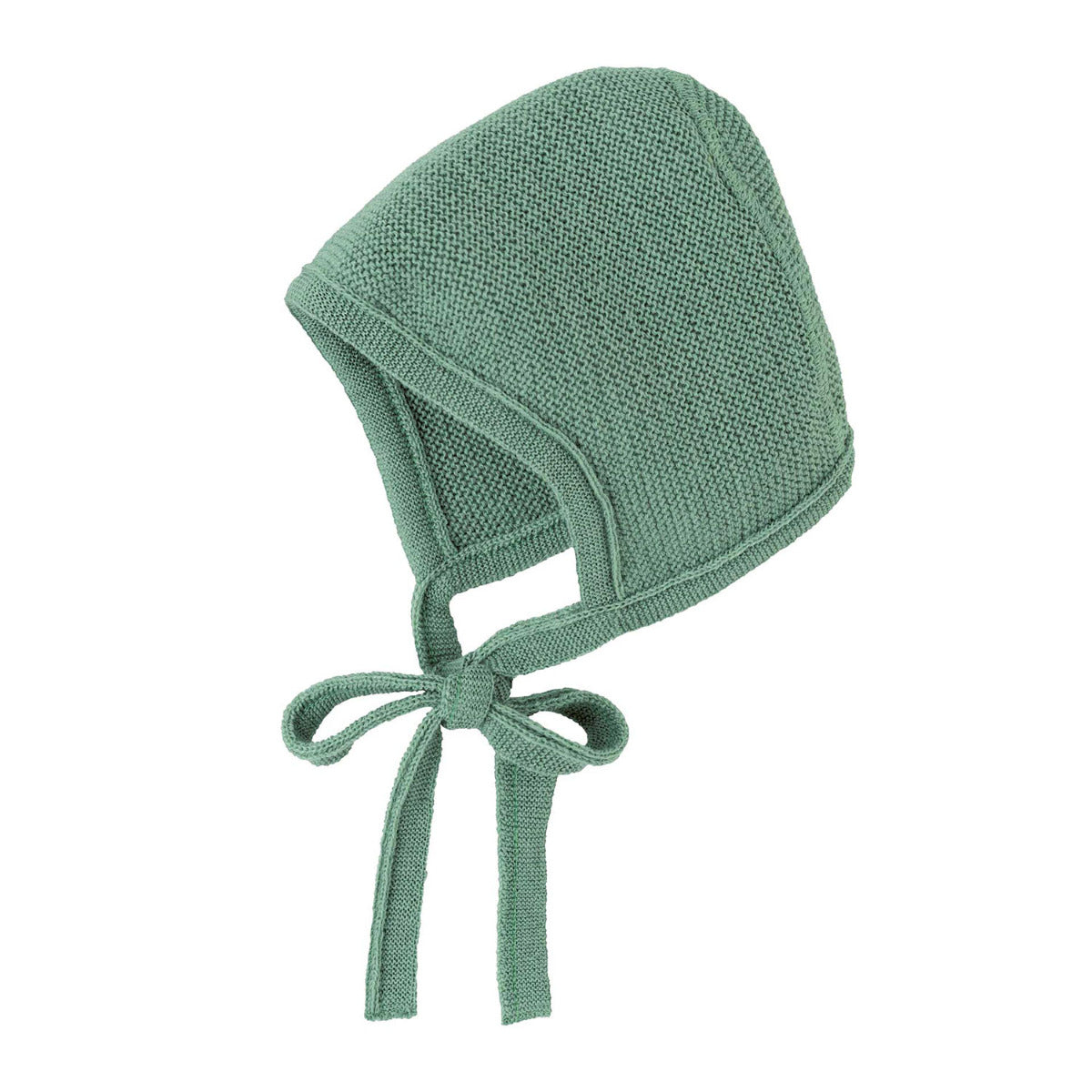 Le bonnet en laine mérinos tricotée est parfait pour les premières promenades de bébé dehors. 2 tailles disponibles. Coloris Jade.
