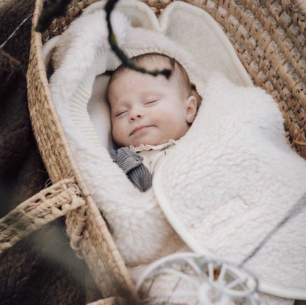 Couverture d'emmaillotage en laine Alwero Beige - Lilinappy