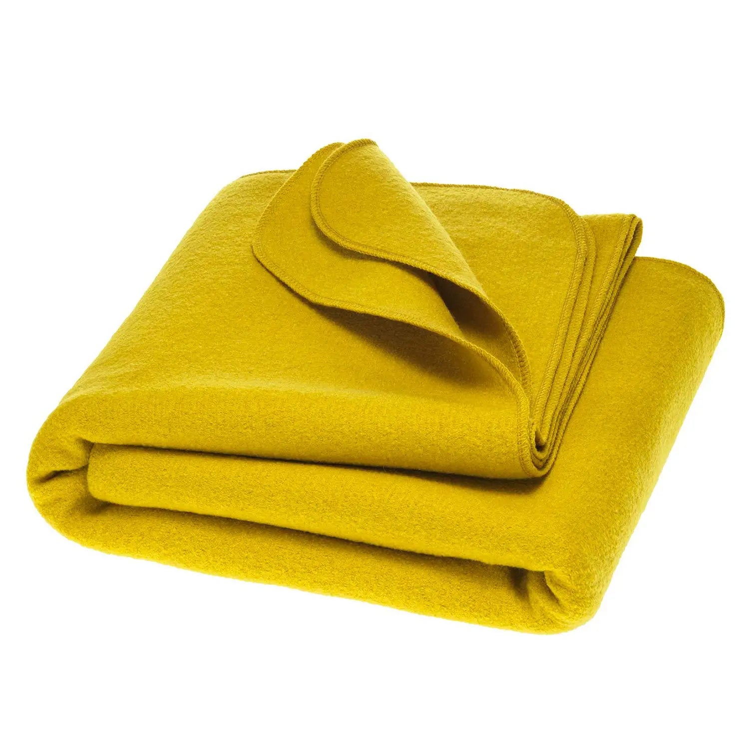 Grande couverture en laine bouillie Disana - Jaune curry-100x135cm Disana