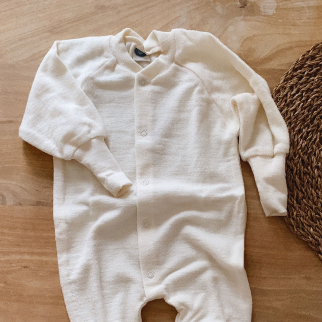 Pyjama sans pieds en éponge de laine Cosilana - Naturel