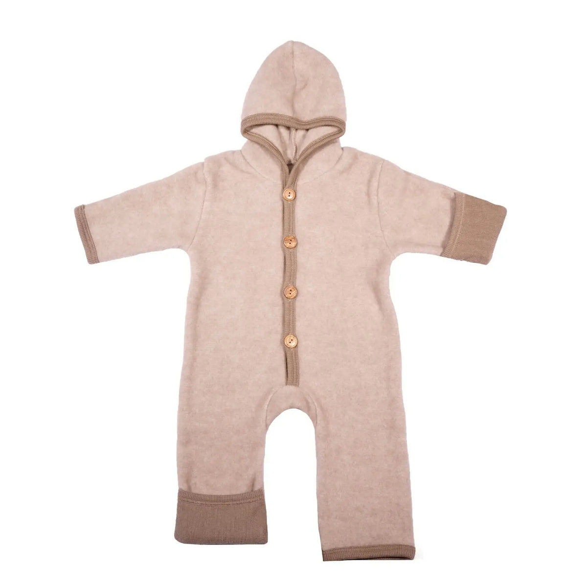 Combinaison bébé en polaire de laine et coton bio Cosilana - Latté