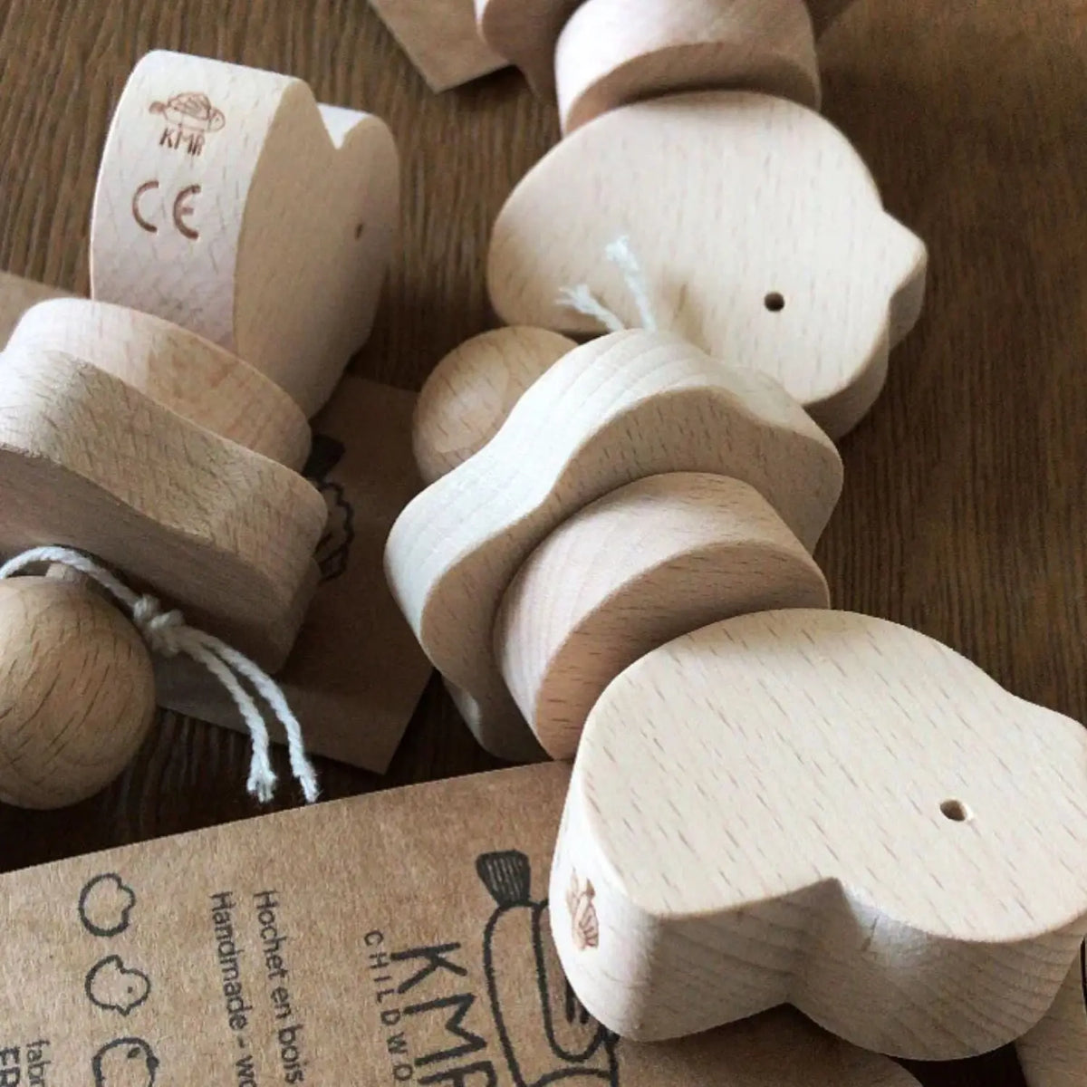 Hochet oiseau en bois brut Klap Klap KMR Childwood