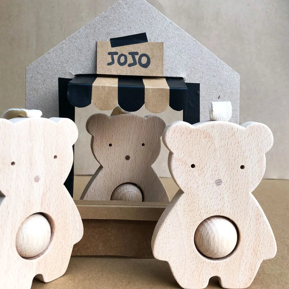 Hochet ourson en bois brut Jojo KMR Childwood