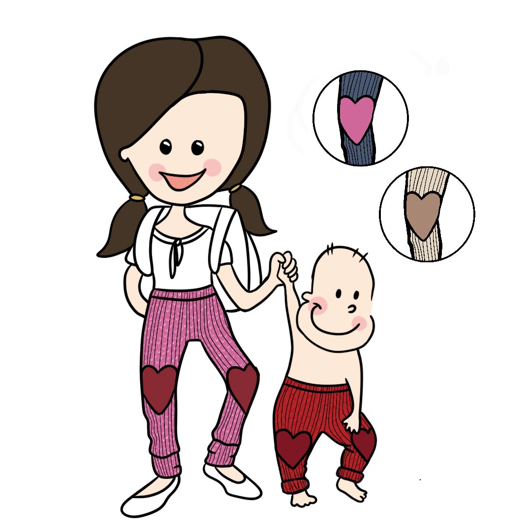 Leggings en laine avec protège-genoux cœur Manymonths 