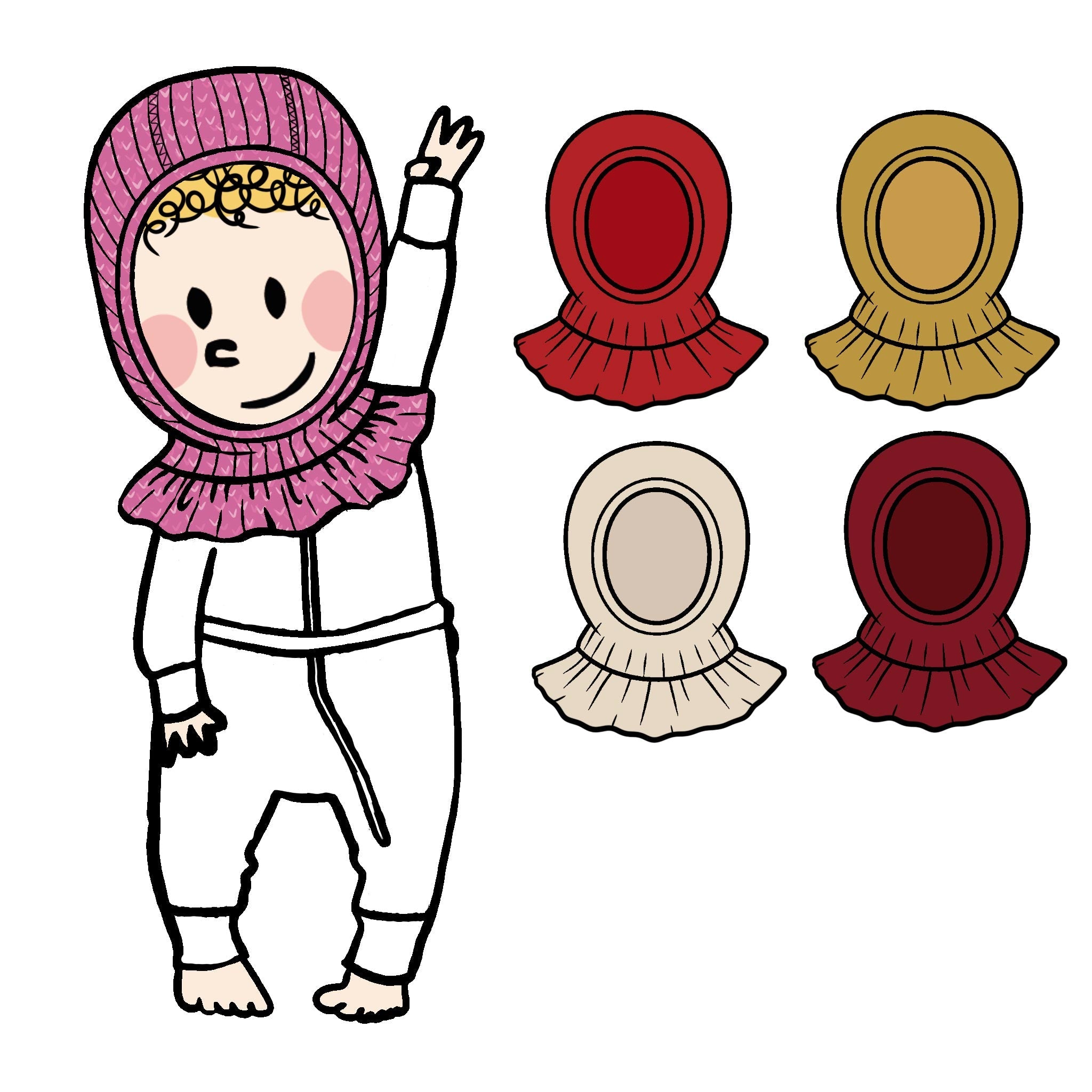 Cagoule Princesse à volants en laine mérinos Manymonths 