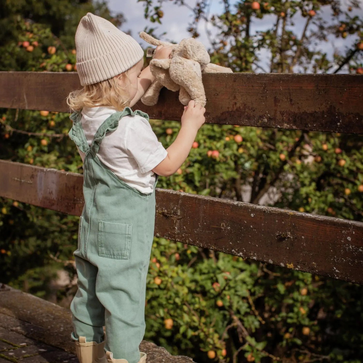 Doudou bouillotte en coton bio & laine Senger Naturwelt - Éléphant lin 