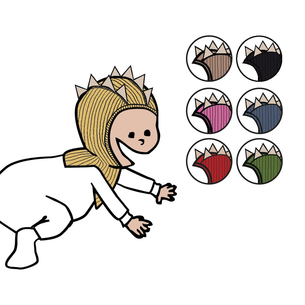 Cagoule Dino en laine mérinos ManyMonths 