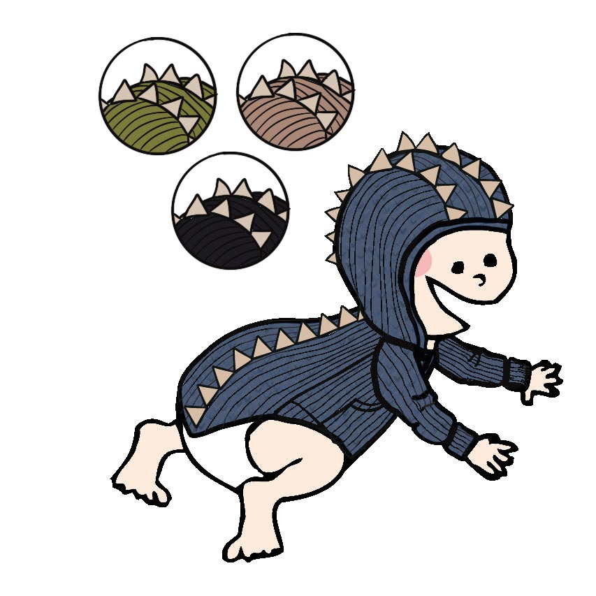 Sweat évolutif dino en laine mérinos Manymonths 