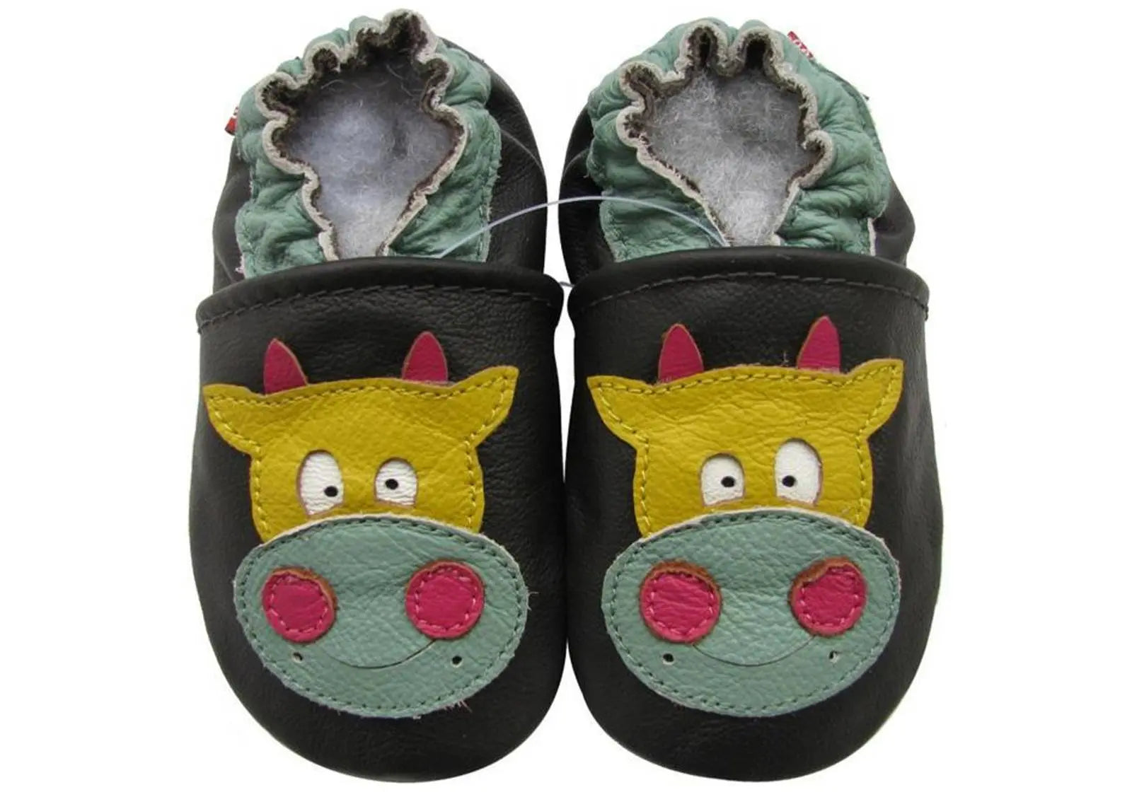 Chaussons cuir souple cow fond chocolat Carozoo