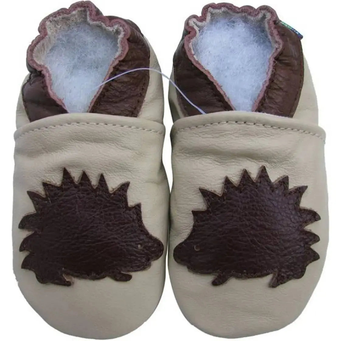Chaussons cuir souple Hérisson fd naturel Carozoo