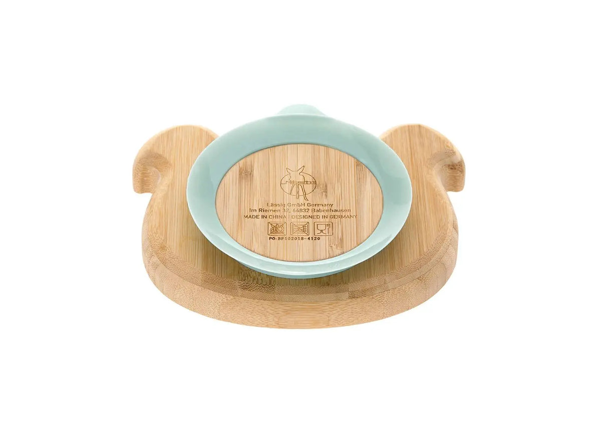 Assiette en bambou avec ventouse Lässig - Little Chums Chien Lässig