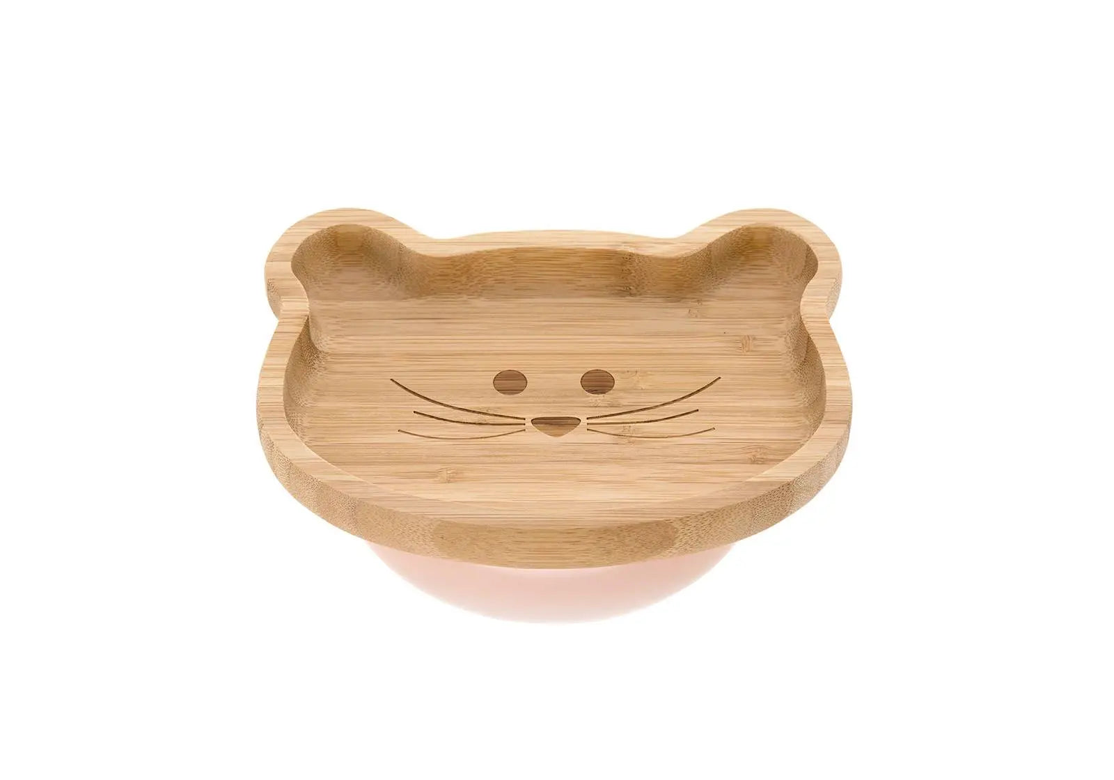 Assiette en bambou avec ventouse amovible en silicone rose Little Chums Souris Lässig