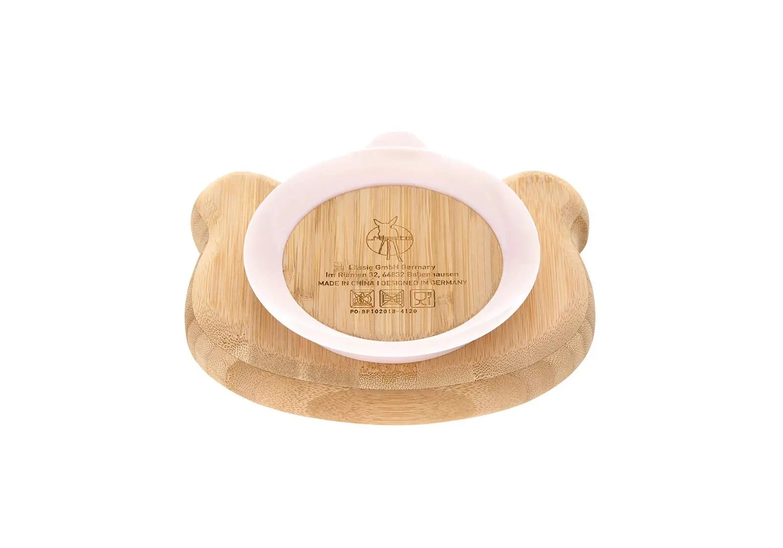 Assiette en bambou avec ventouse Lässig - Little Chums Chat Lässig