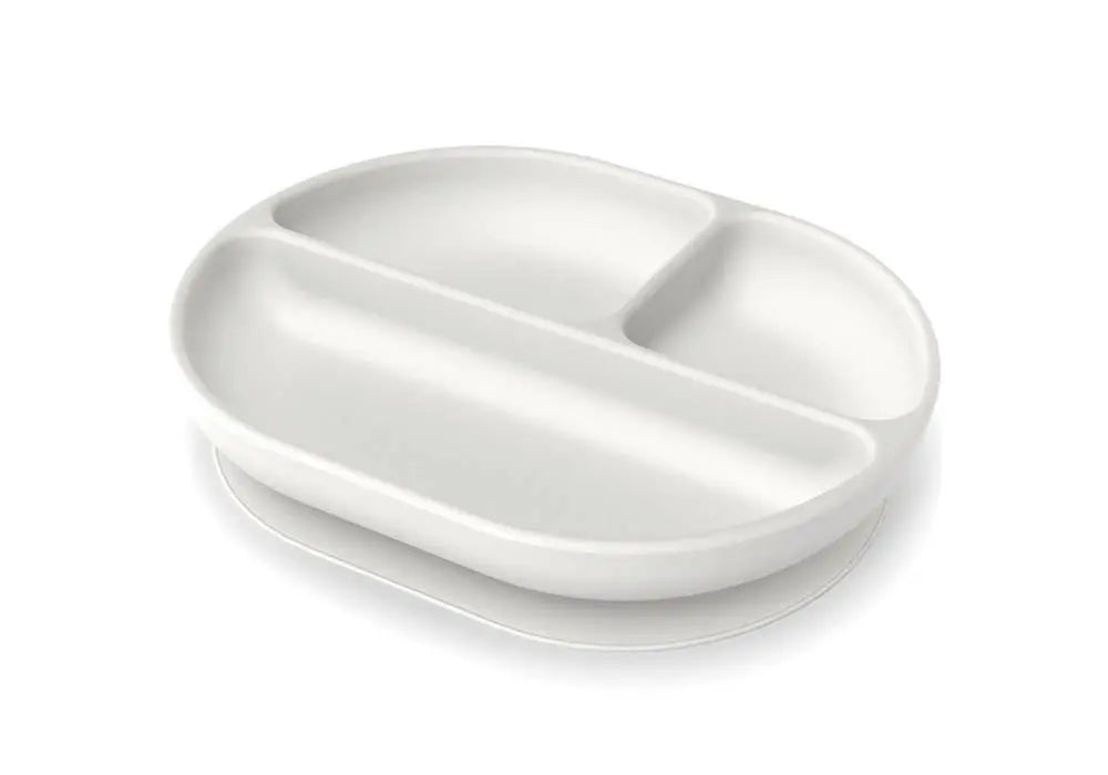 Assiette à compartiments en silicone avec socle ventouse Biobu coloris Cloud 