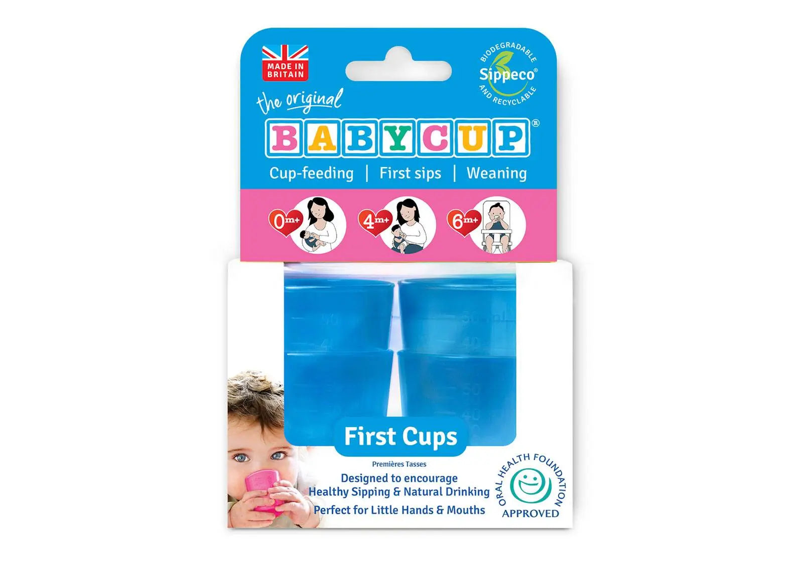 Lot de 4 Mini tasses Babycup - Bleu - Lilinappy