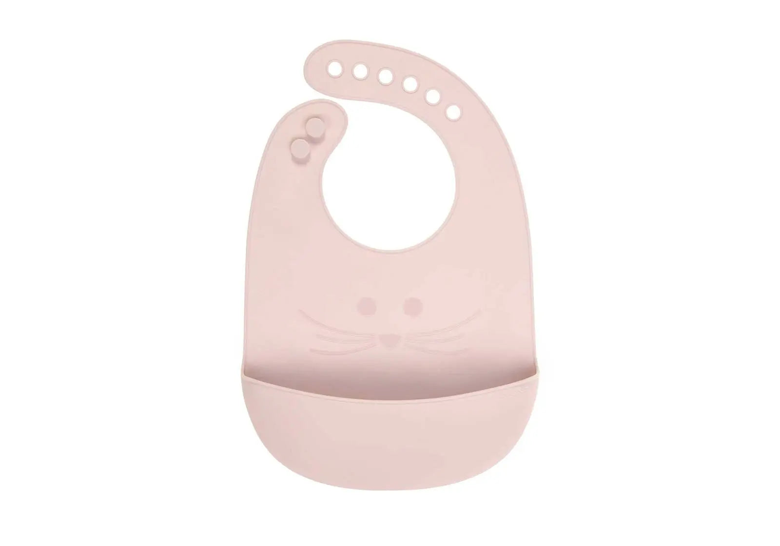 Bavoir Souris en silicone rose ultra souple et léger avec poche récupératrice Lässig