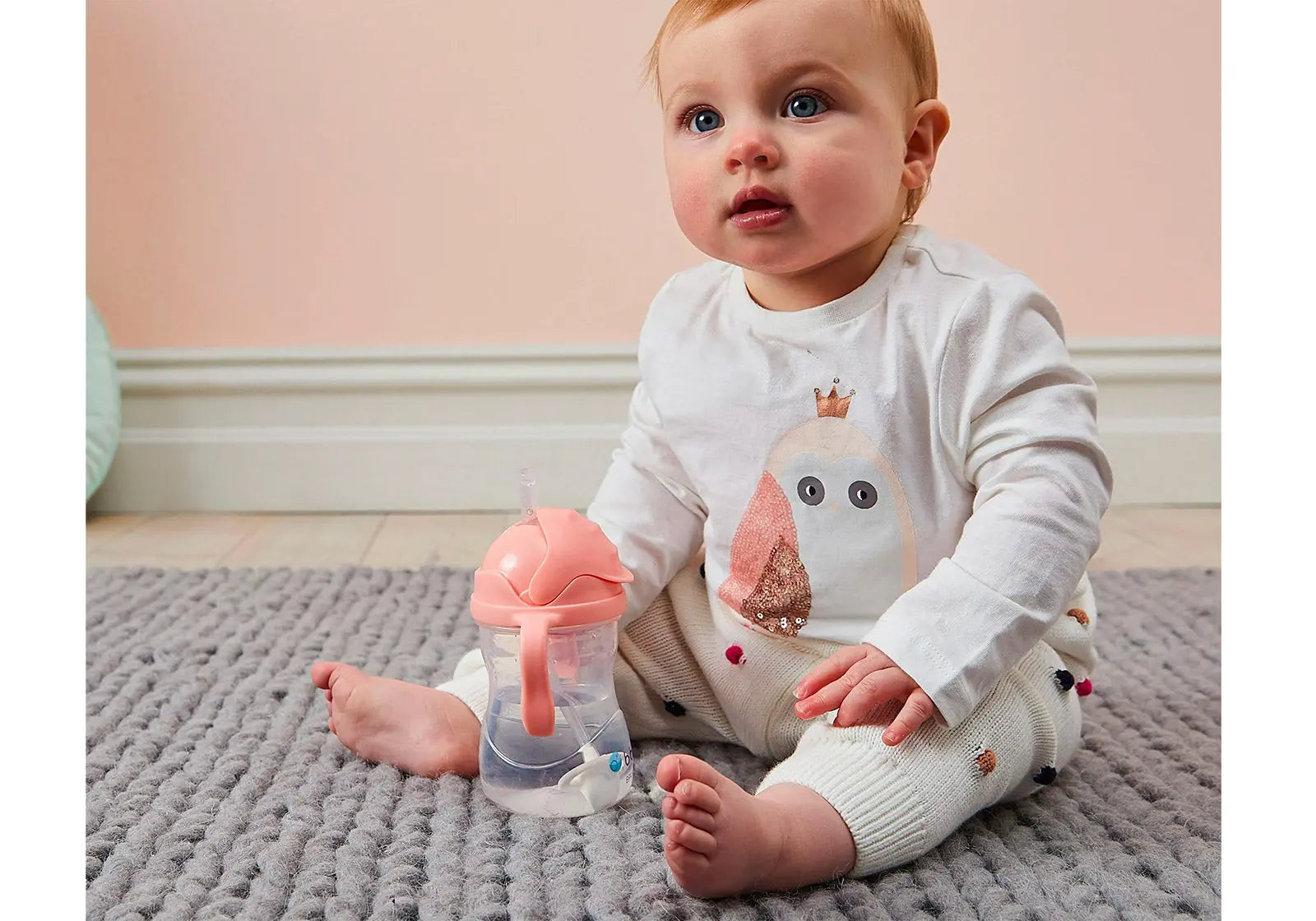 Tasse d’apprentissage avec paille pondérée b.box - Abricot - Lilinappy