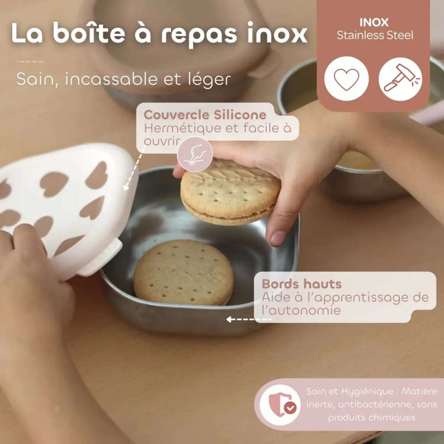 Lot de 3 boîtes repas inox 250ml Béaba - Big Love 