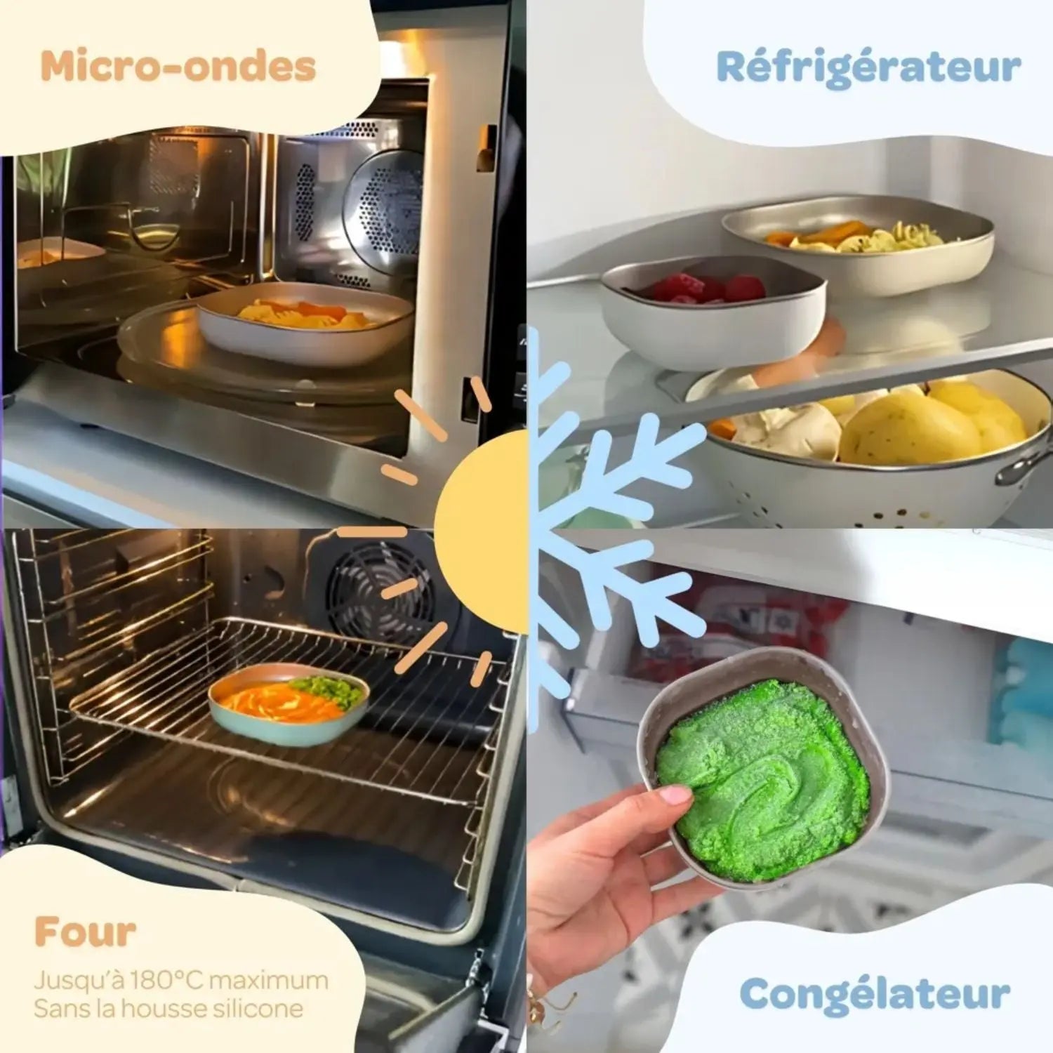 Coffret repas bébé inox Béaba - Sage green 