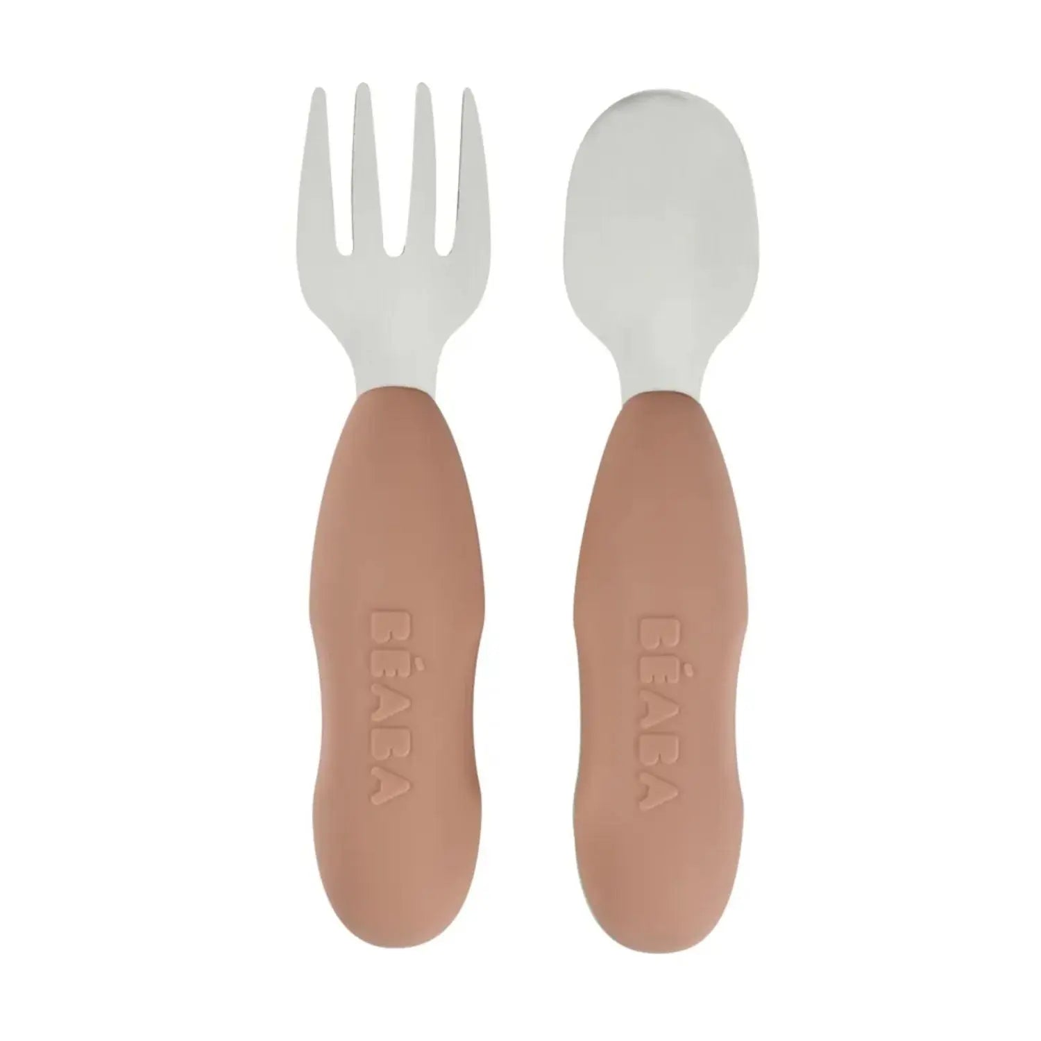 Lot de 2 pré-couverts d’apprentissage inox & silicone Béaba - Pralin 