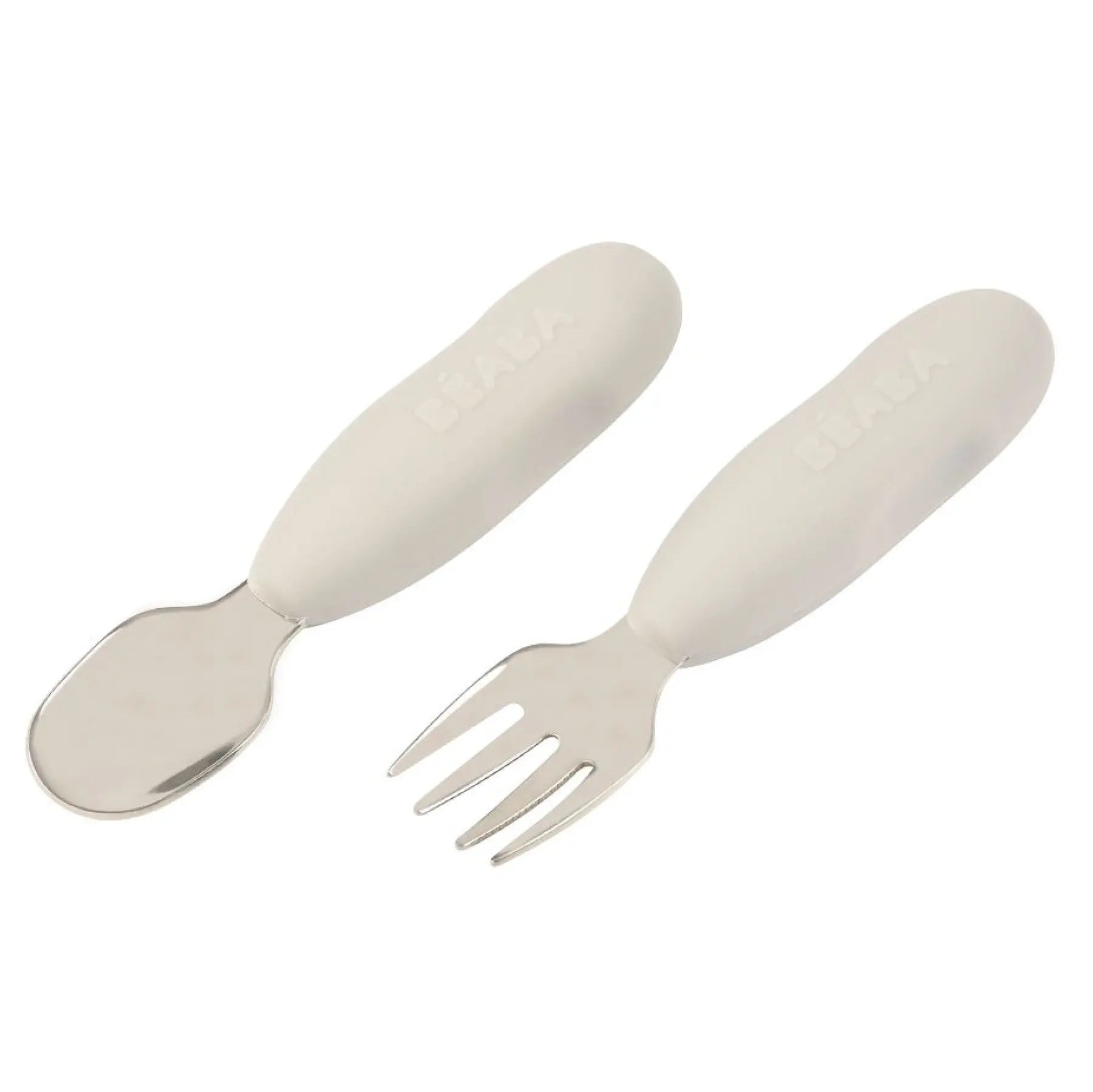 Lot de 2 pré-couverts d’apprentissage inox & silicone Béaba - Velvet grey 