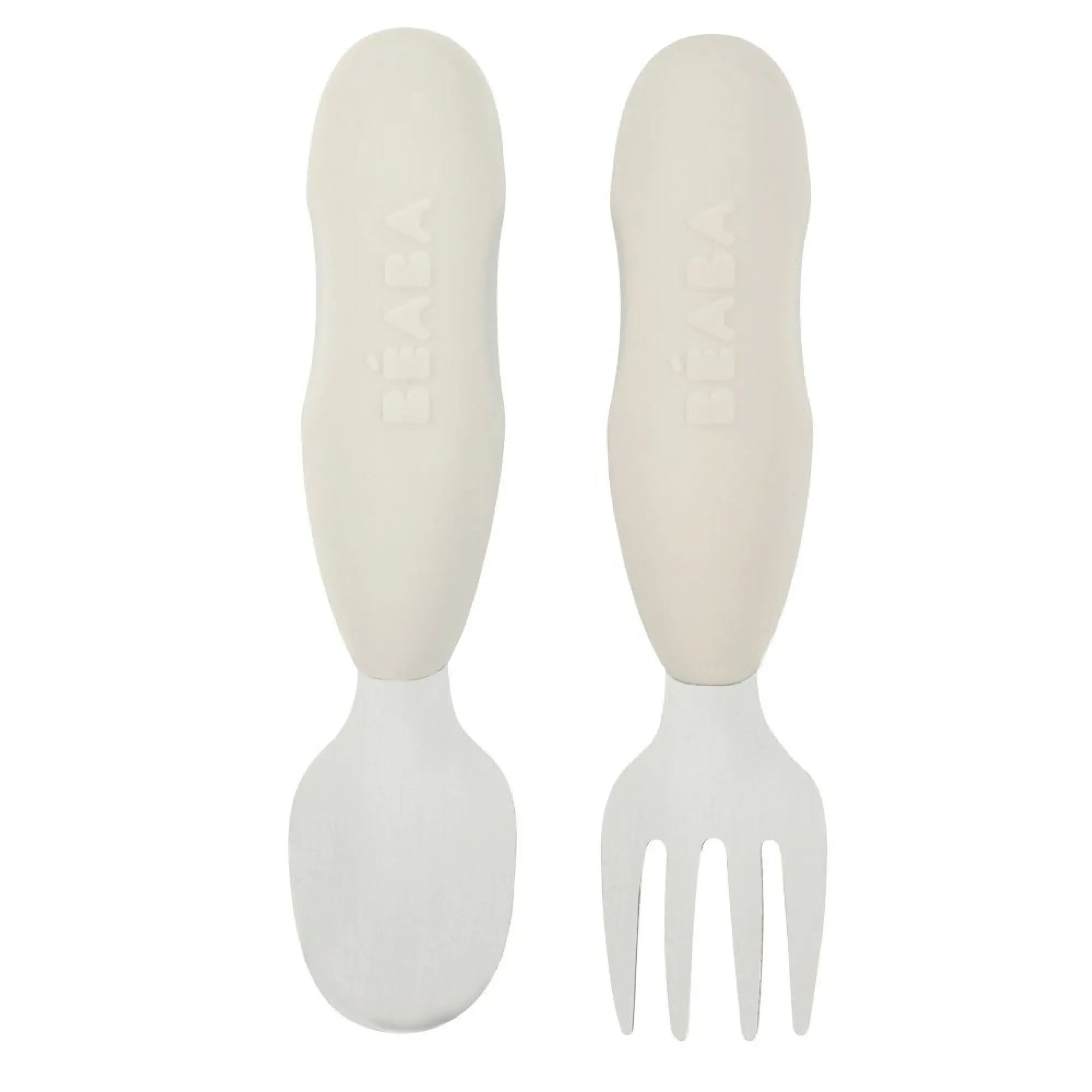 Lot de 2 pré-couverts d’apprentissage inox & silicone Béaba - Velvet grey 