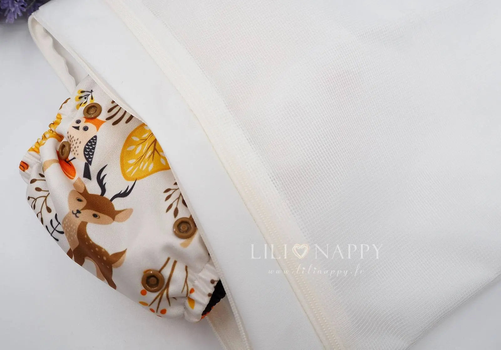 Sac de stockage Zippé pour couches lavables Popolini-Blanc