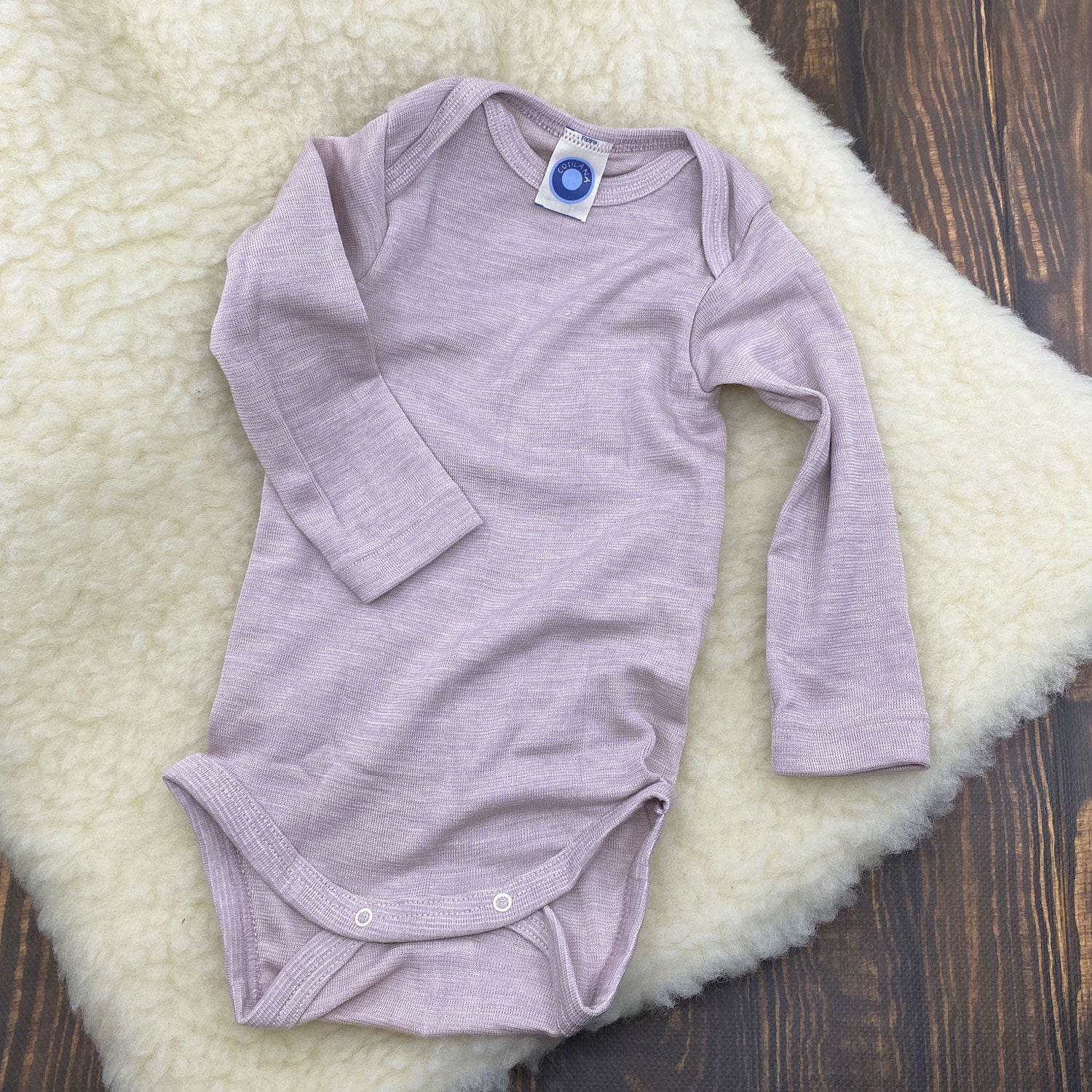 Body à manches longues en laine et soie Cosilana - Rose chiné - Lilinappy