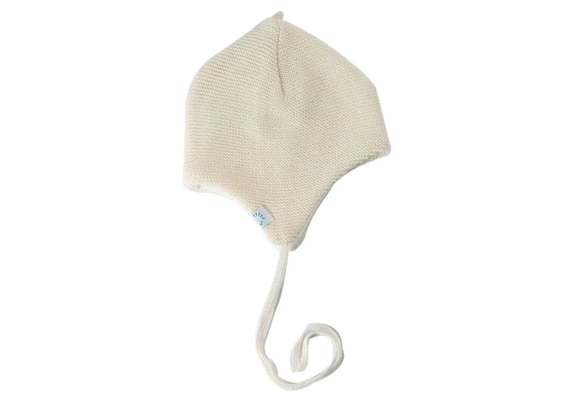 Bonnet tricoté en laine mérinos style Inka Iobio - Naturel Popolini