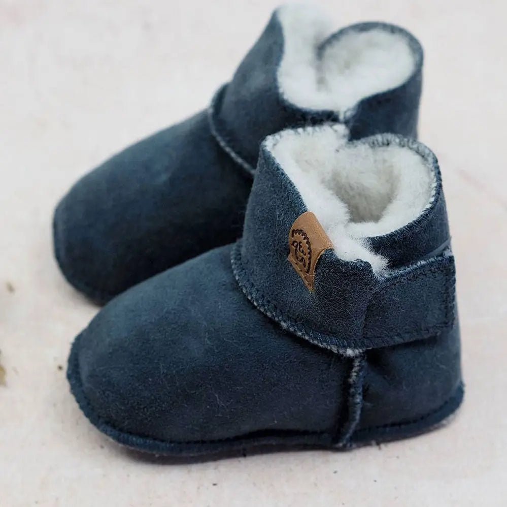 Bottines en peau d'agneau à velcro gris