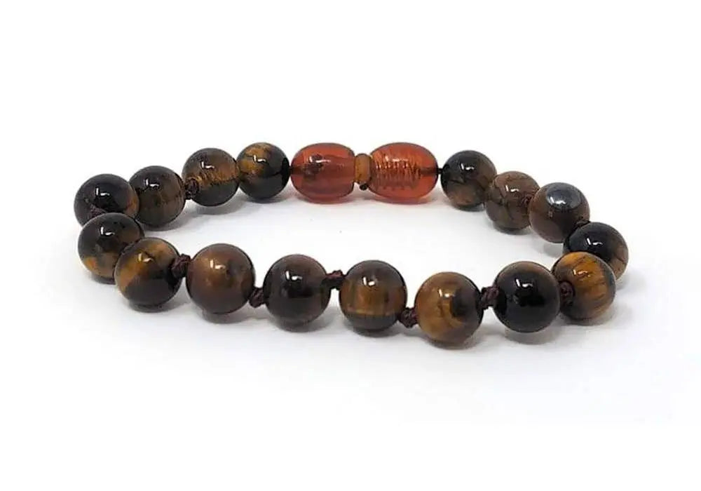Bracelet pour bébé en pierres naturelles Œil de Tigre Marron Irréversible Bijoux Irreversible bijoux